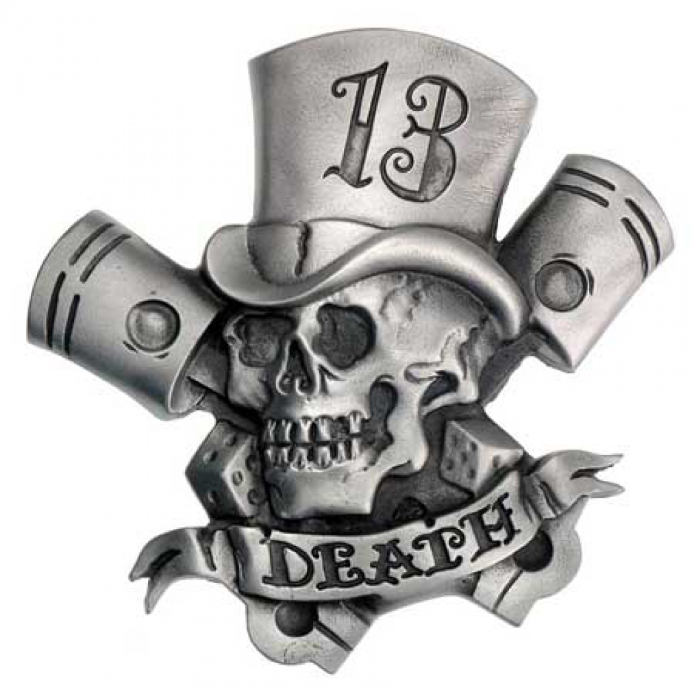 Original Tattoos on Piratenshop   Original Lucky 13 Buckle Death  Mit Totenkopf   Kolben