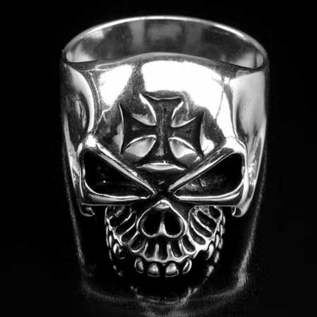 925 Silber Ring Totenkopf Eisernes Kreuz Skull Iron Cross Biker EBay