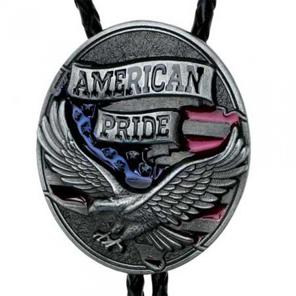 Echt versilbert Bolotie American Pride USA Amerika Eagle Adler 