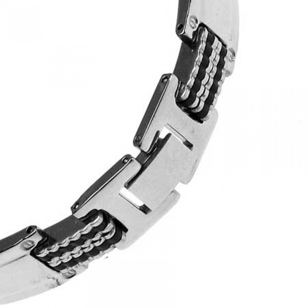 Edelstahl Armband HiTec Stahl & Kautschuck 1,6 cm breit 
