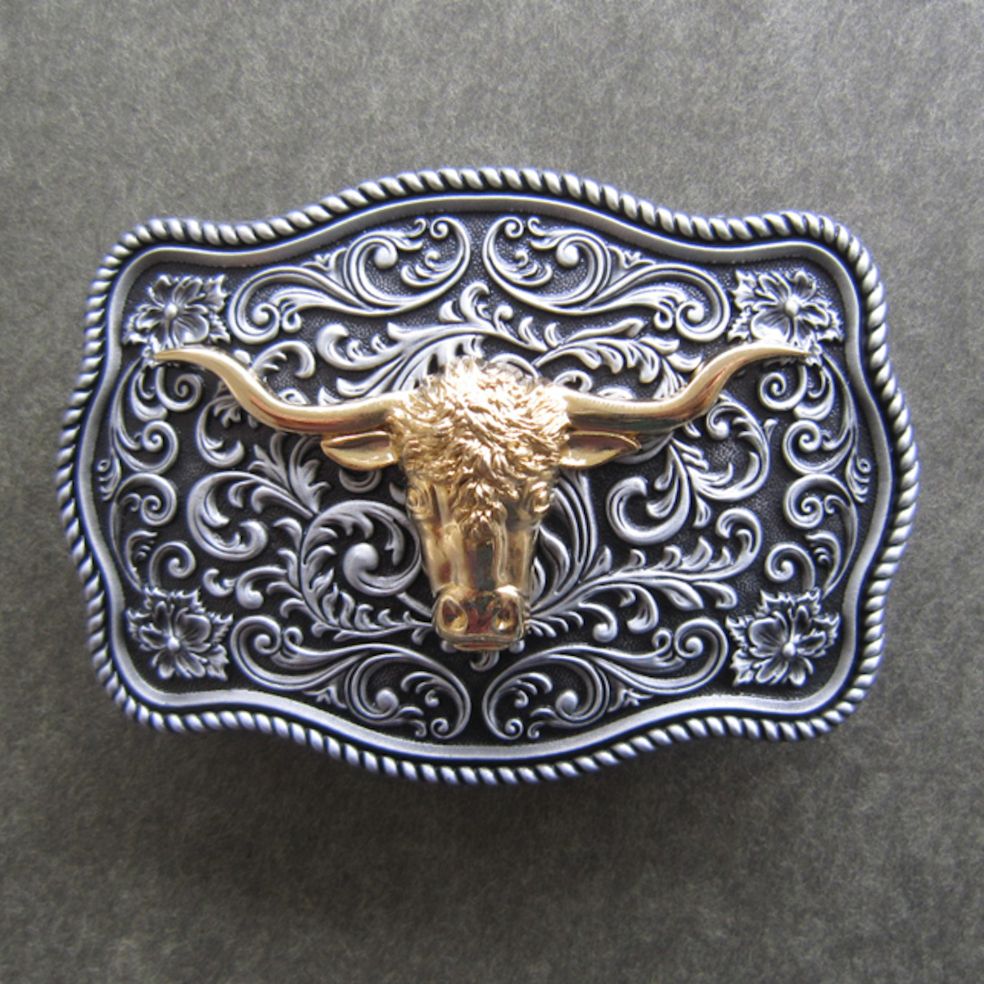 Fibbia Cintura Western Uomo – Bronzo, A Toro/cornuto – Stile Texas Cowboy